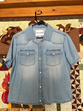 Lola River Light Wash Denim Shirt - Pale Blue